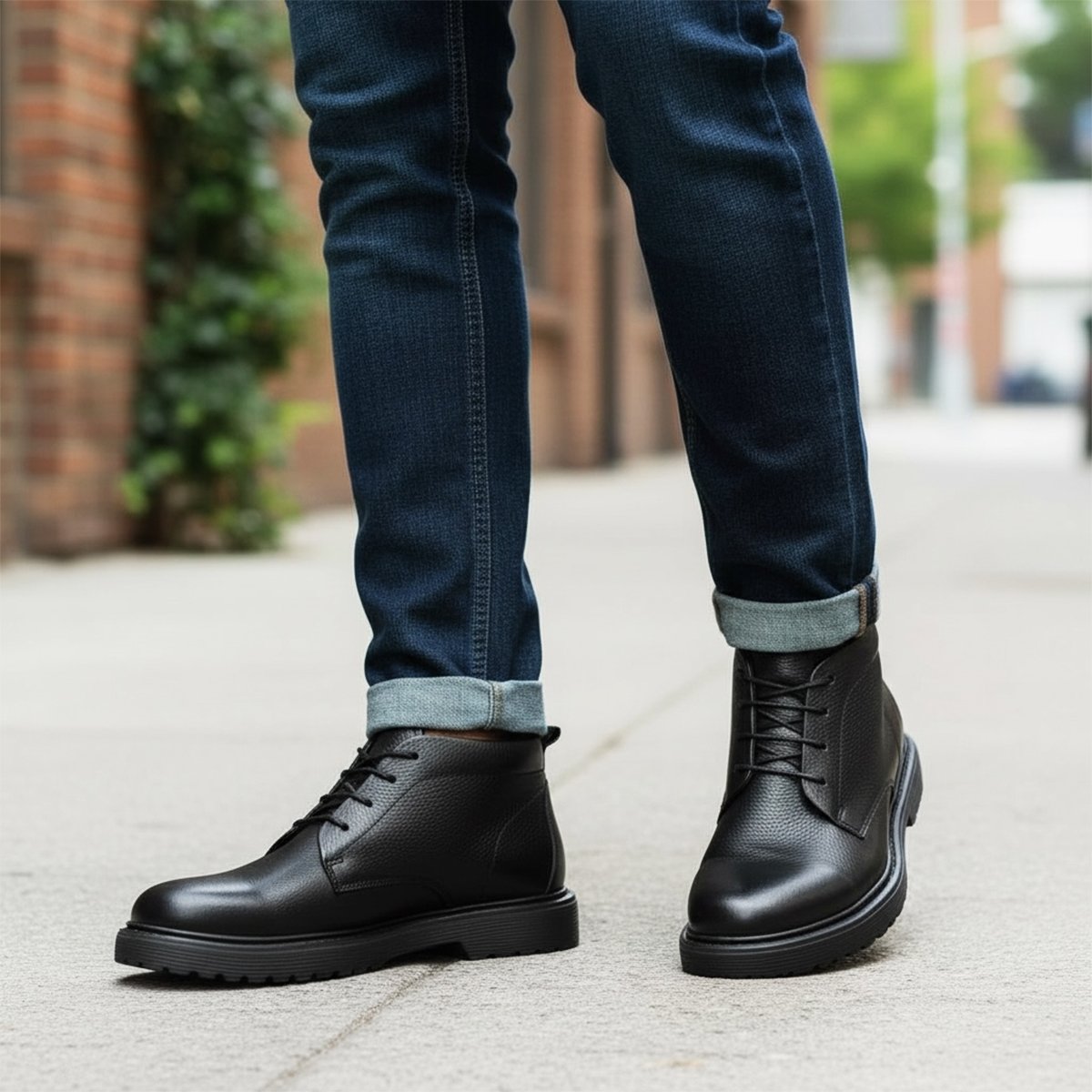 حذاء من جلد بني جودة عالية