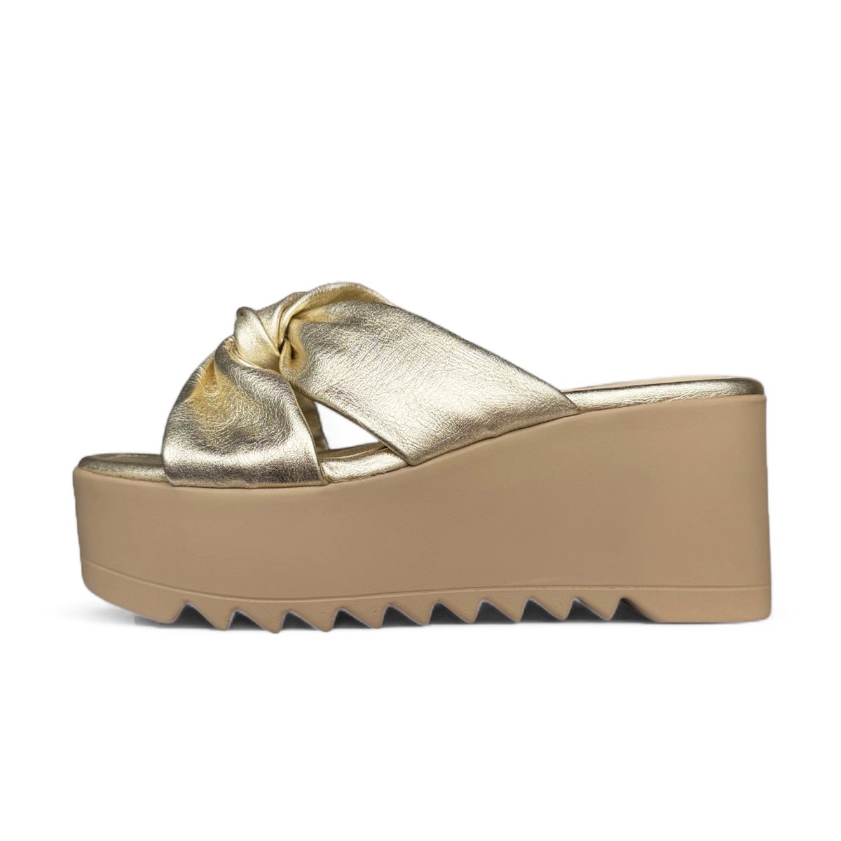 صندلة فخامة من جلد ذهبي