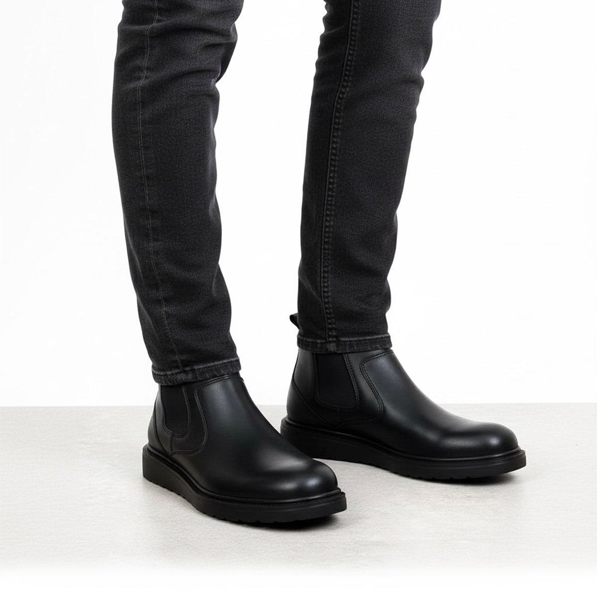 réf 216 bottine en cuir noir confort