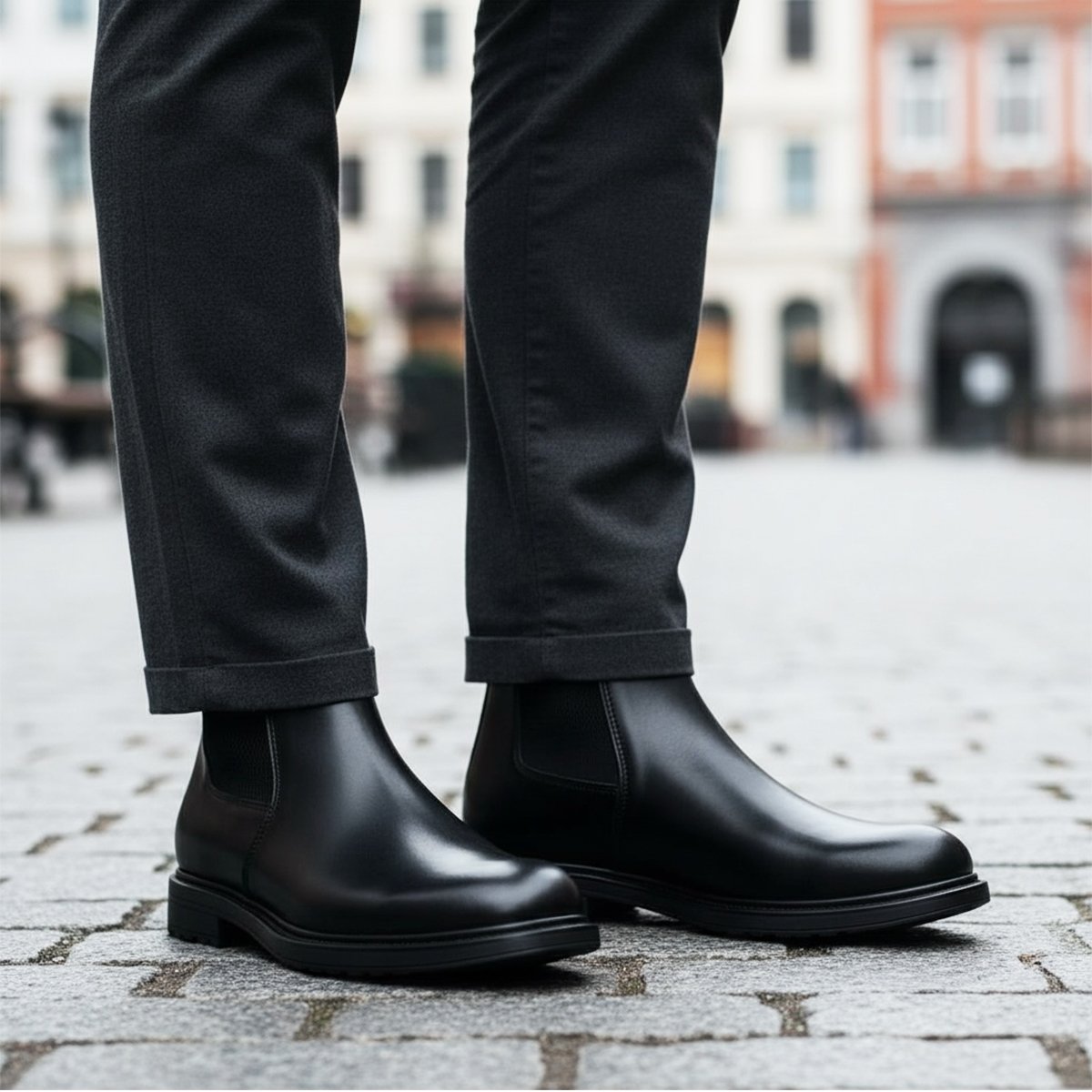 bottine chelsea en cuir noir